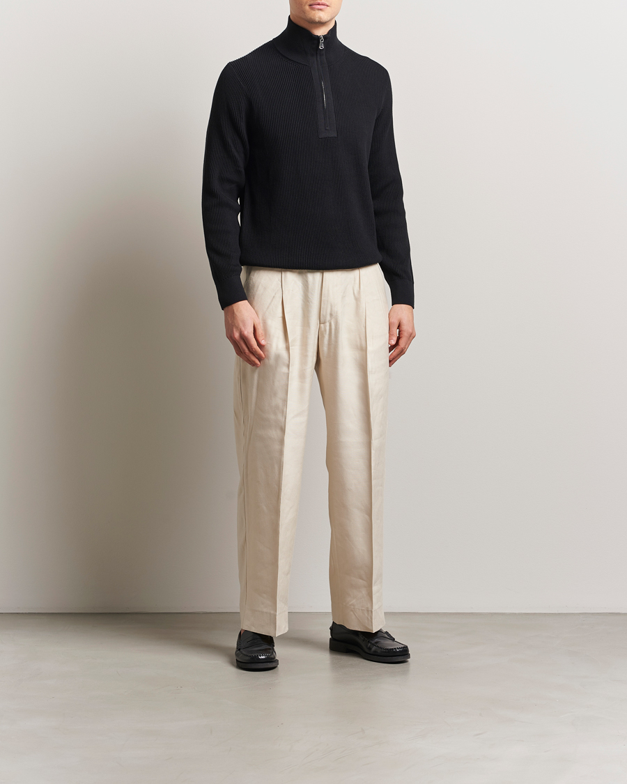 Men | Sweaters & Knitwear | J.Lindeberg | Alex Knitted Half-Zip Black