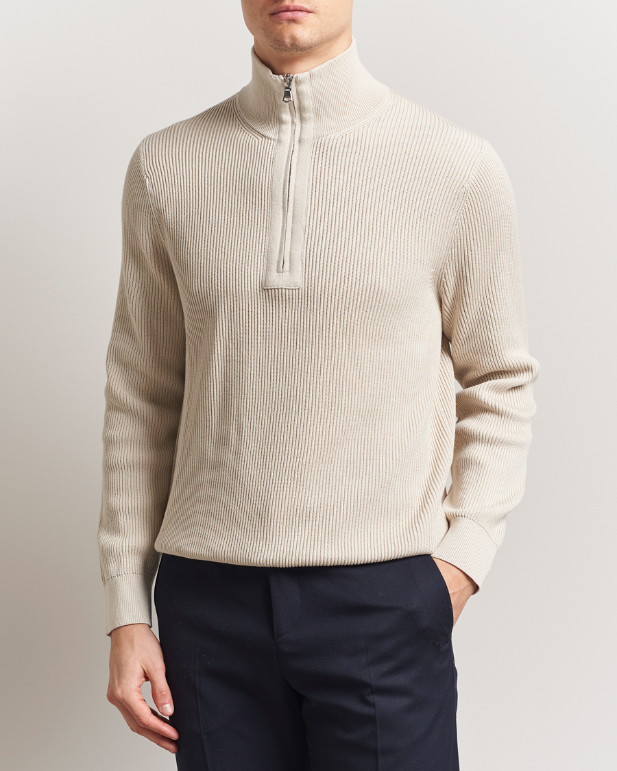 Men | Sweaters & Knitwear | J.Lindeberg | Alex Knitted Half-Zip Moonbeam