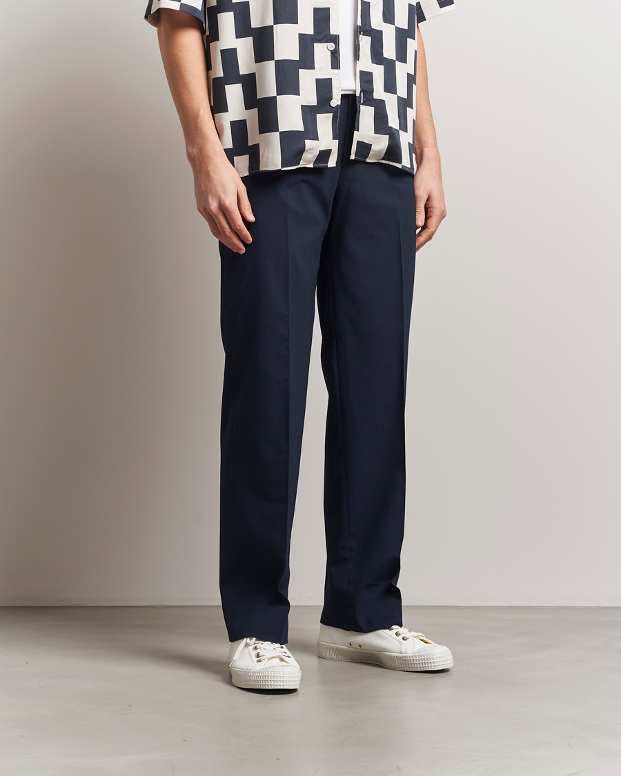 Men | Trousers | J.Lindeberg | Gabi Drape Wool Pants Navy