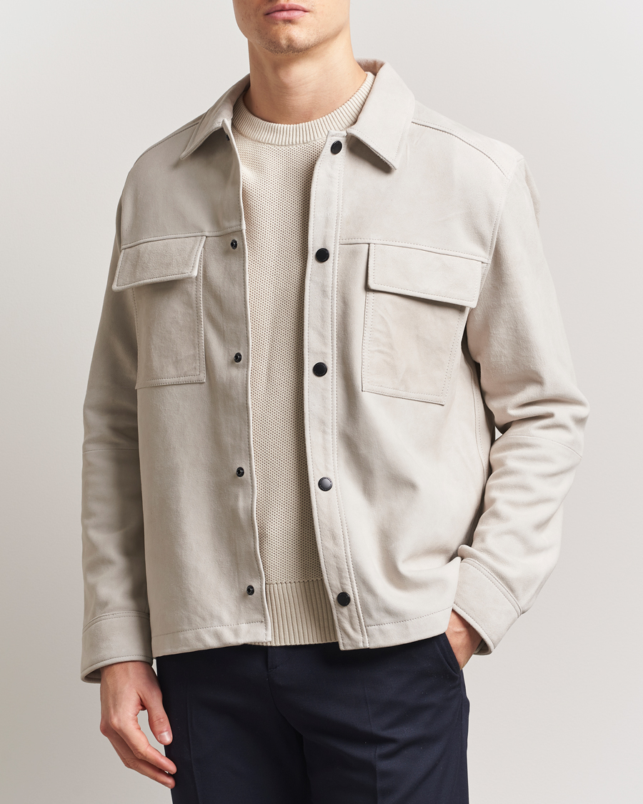 Men | Shirts | J.Lindeberg | Wilden Suede Overshirt Moonbeam