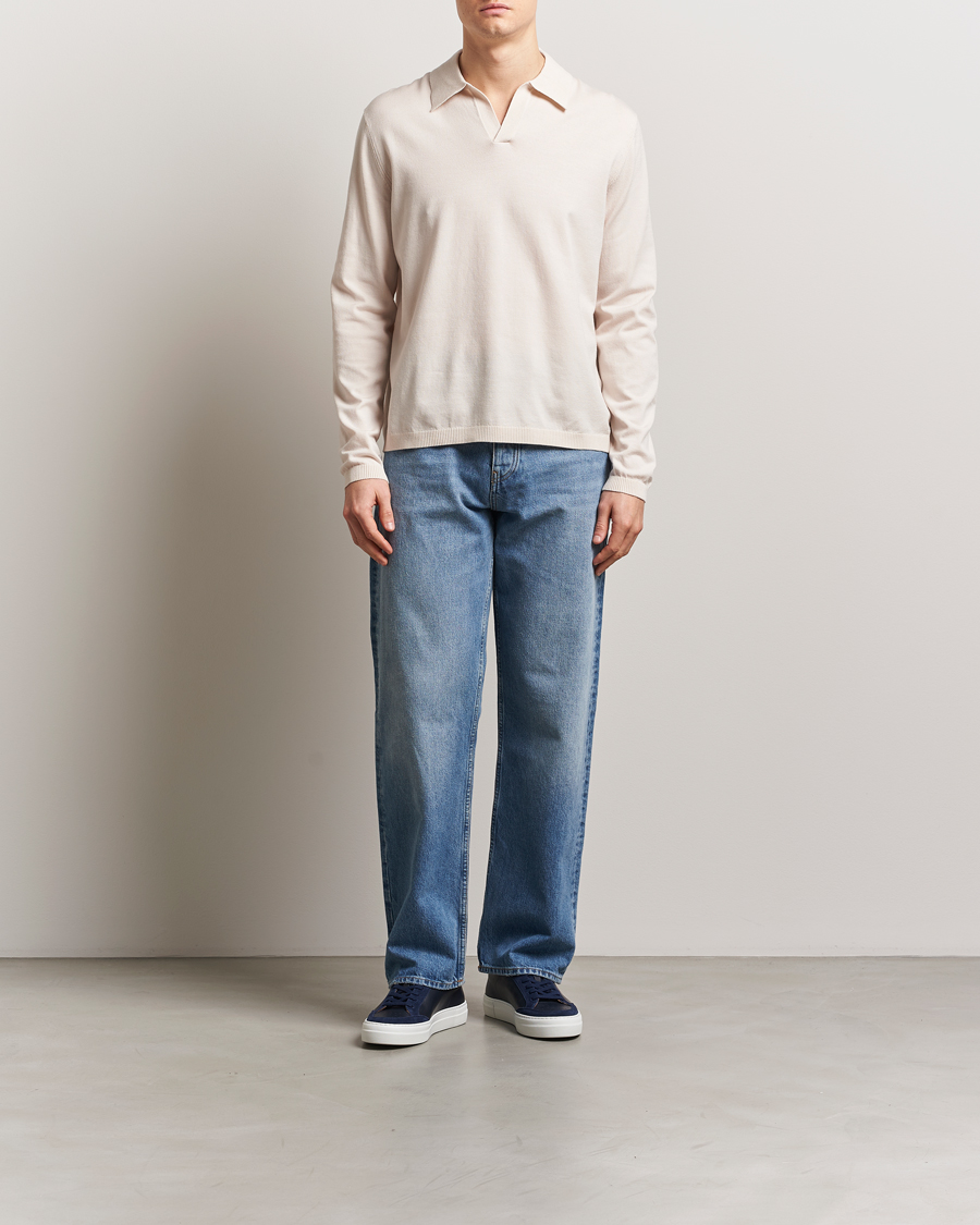 Men | Polo Shirts | J.Lindeberg | Rowan Long Sleeve Polo Moonbeam
