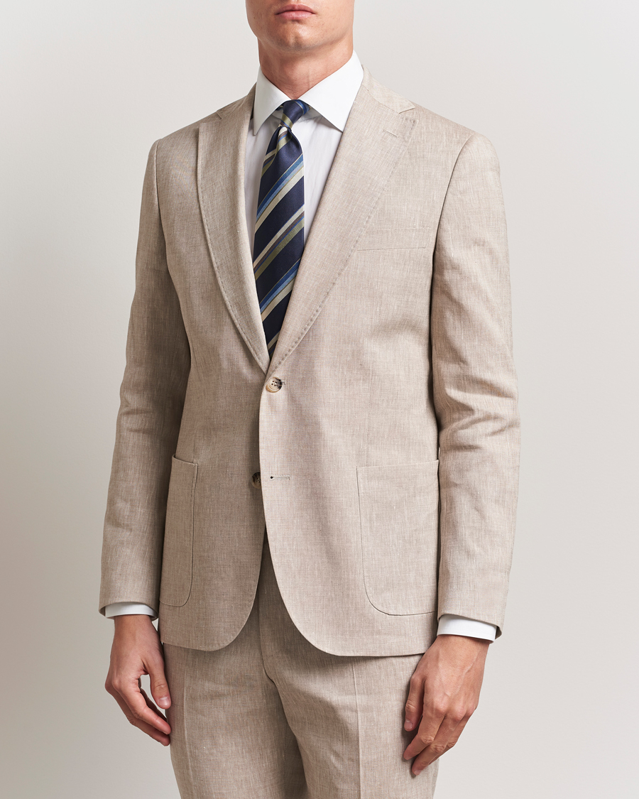 Men | Blazers | Morris Heritage | Linen Suit Blazer Beige
