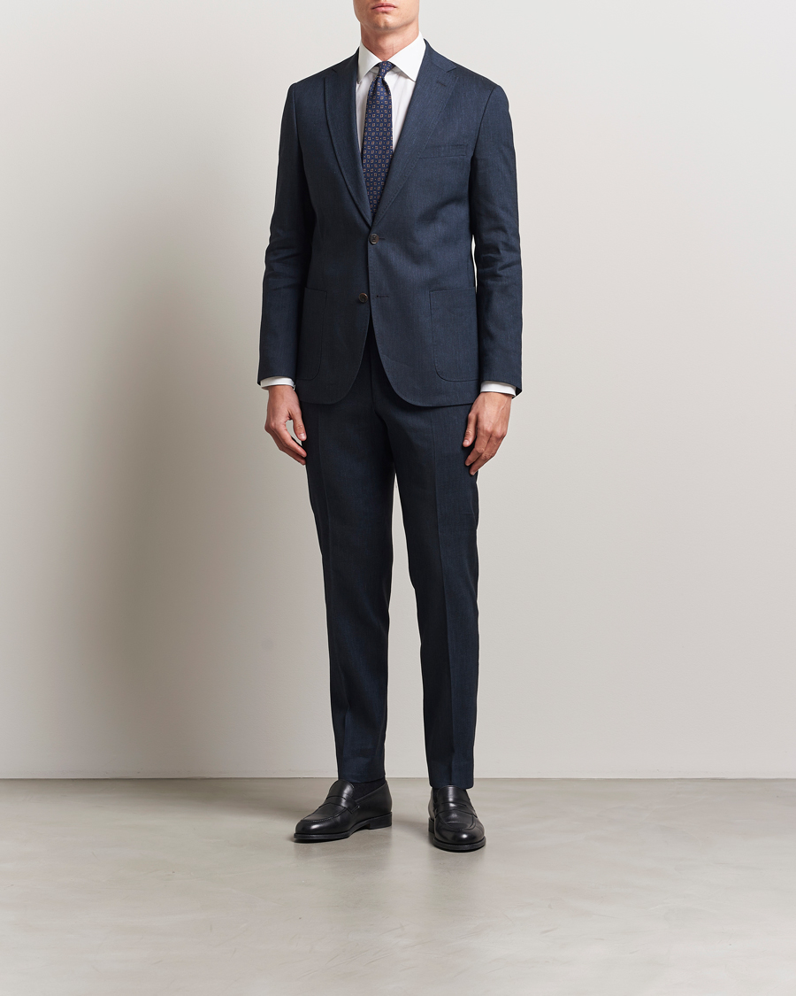 Men | Blazers | Morris Heritage | Linen Suit Blazer Navy