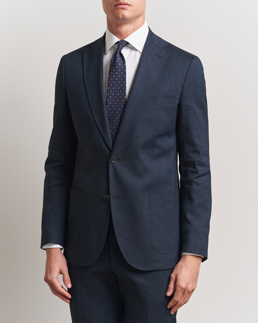 Men | Blazers | Morris Heritage | Linen Suit Blazer Navy