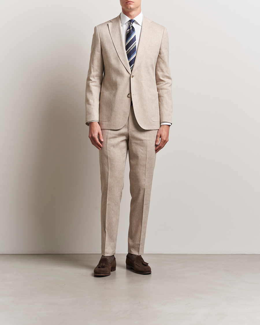 Men | Suits | Morris Heritage | Linen Suit Trousers Beige