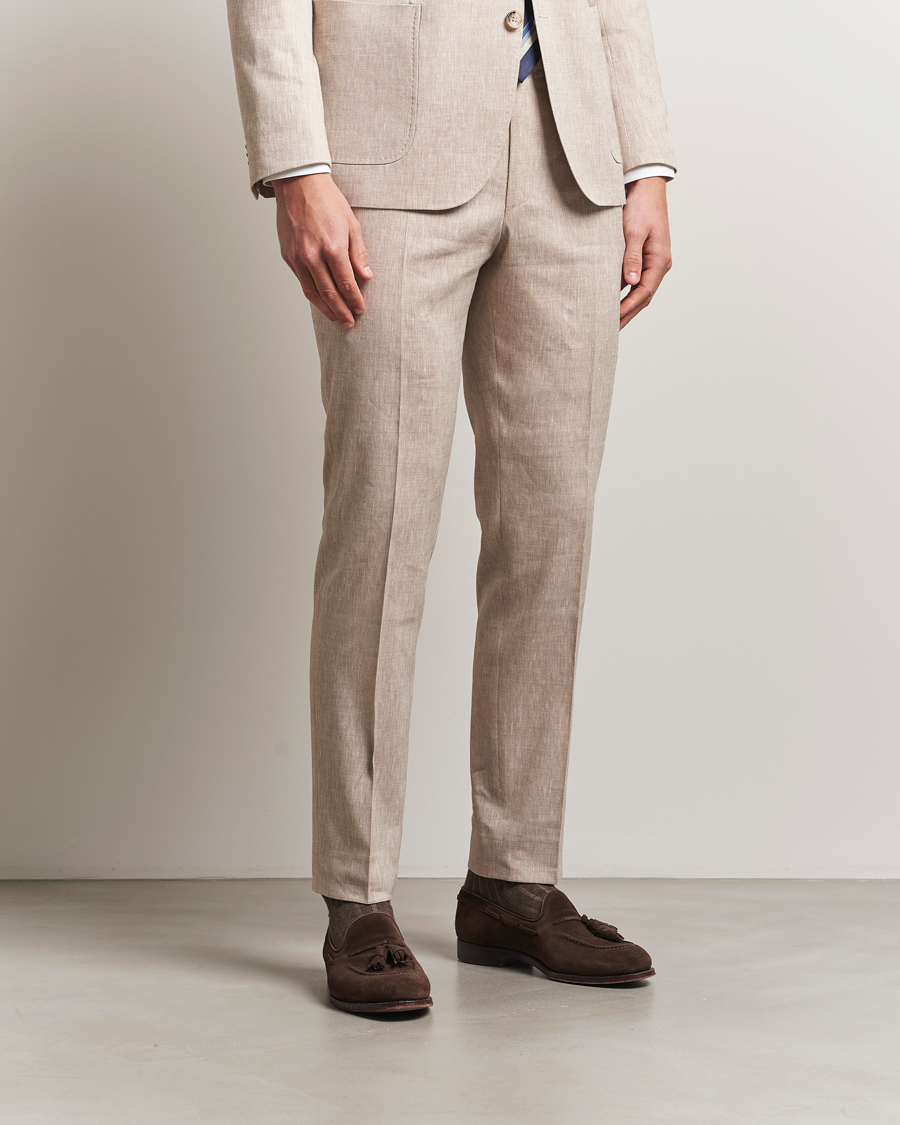 Men | Suits | Morris Heritage | Linen Suit Trousers Beige