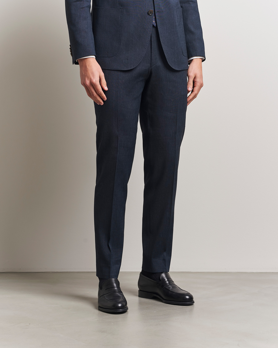 Men | Suits | Morris Heritage | Linen Suit Trousers Navy