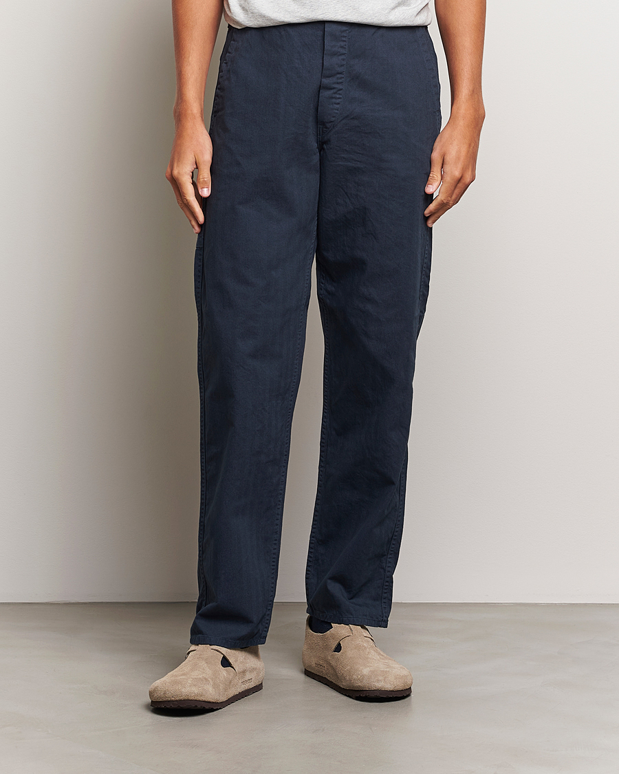 Men | Trousers | orSlow | French Work Pants Navy