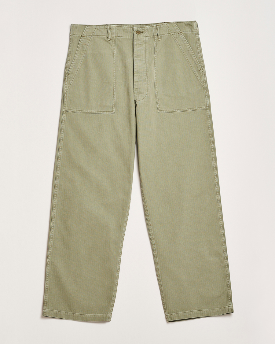 Men | Trousers | orSlow | Herringbone Summer Fatigue Pants Green