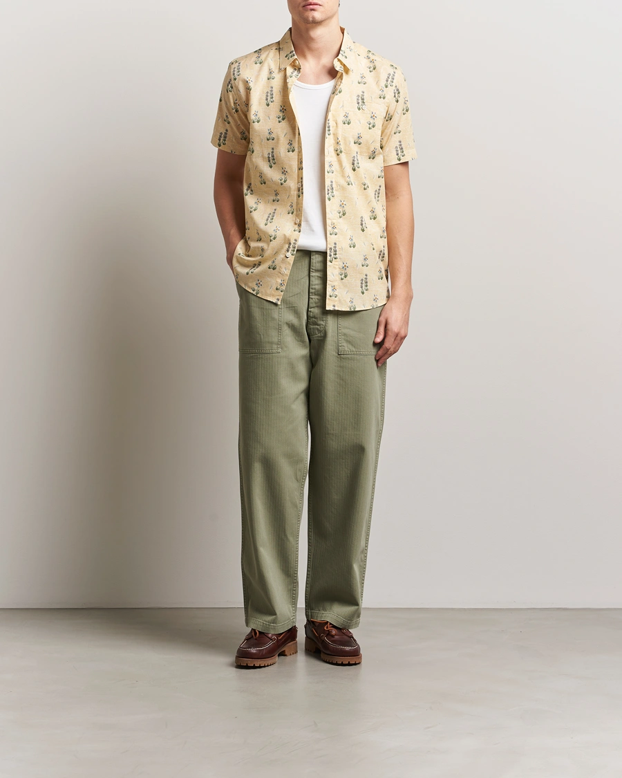 Men | Trousers | orSlow | Herringbone Summer Fatigue Pants Green
