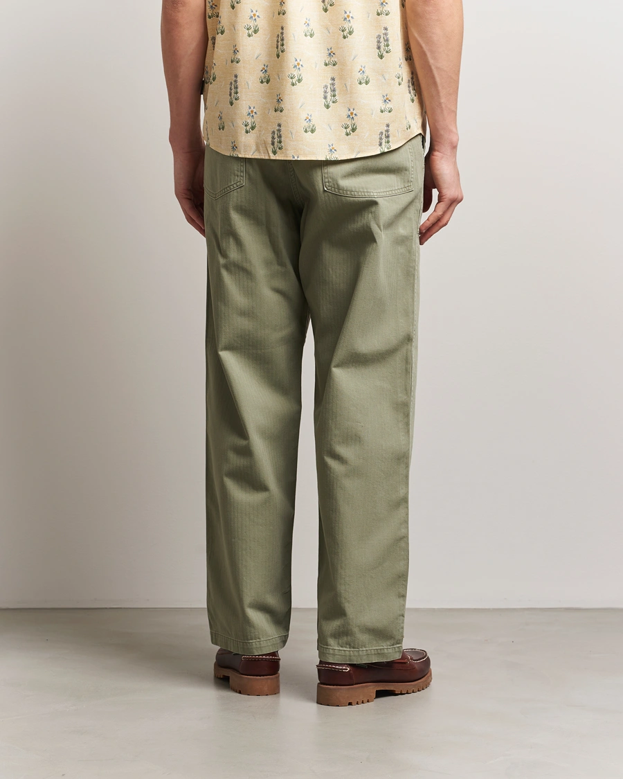 Men | Trousers | orSlow | Herringbone Summer Fatigue Pants Green