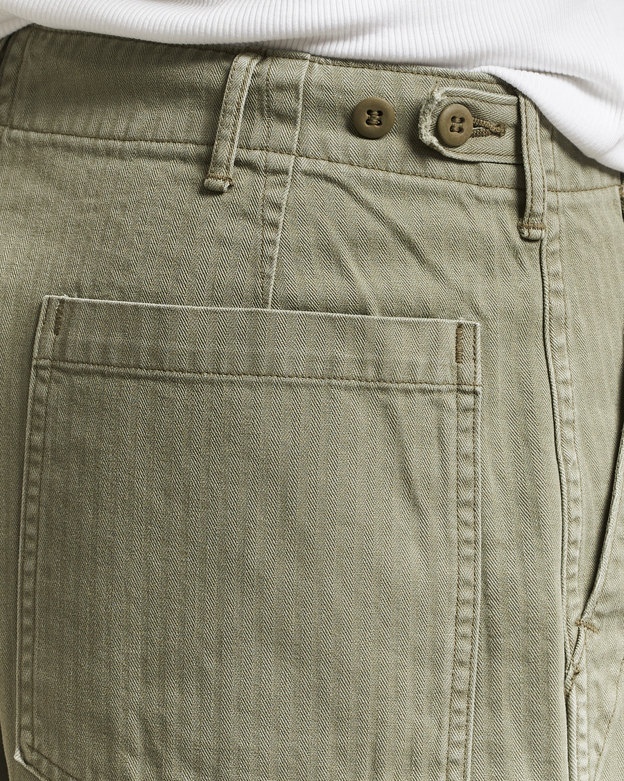Men | Trousers | orSlow | Herringbone Summer Fatigue Pants Green