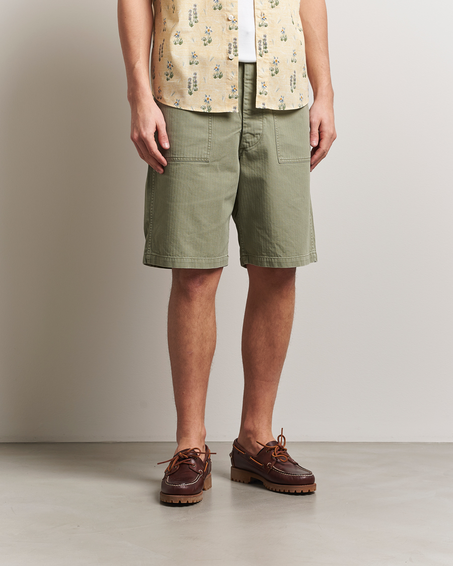 Men | Shorts | orSlow | Summer Fatigue Shorts Green