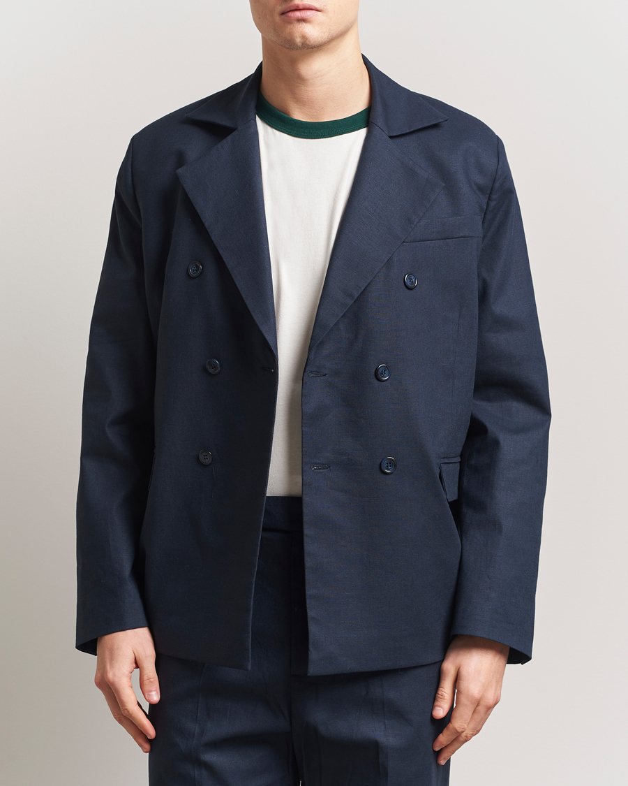 Men | Blazers | Palmes | Double Breasted Linen Sport Coat Navy