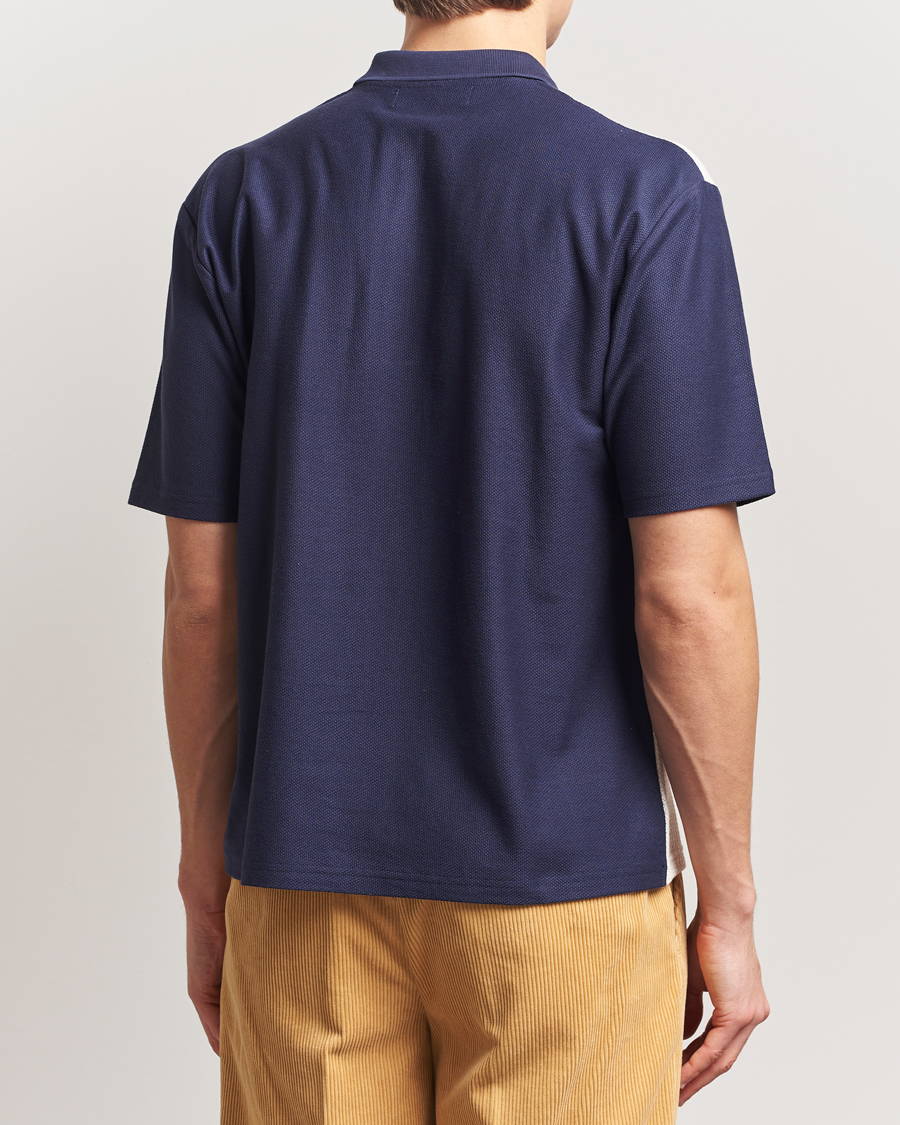 Men | Polo Shirts | Palmes | Textured Zip Polo White/Navy