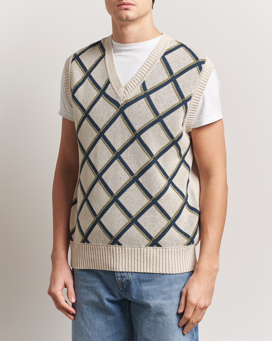 Men | Sweaters & Knitwear | Palmes | Argyle Knitted Vest Off White
