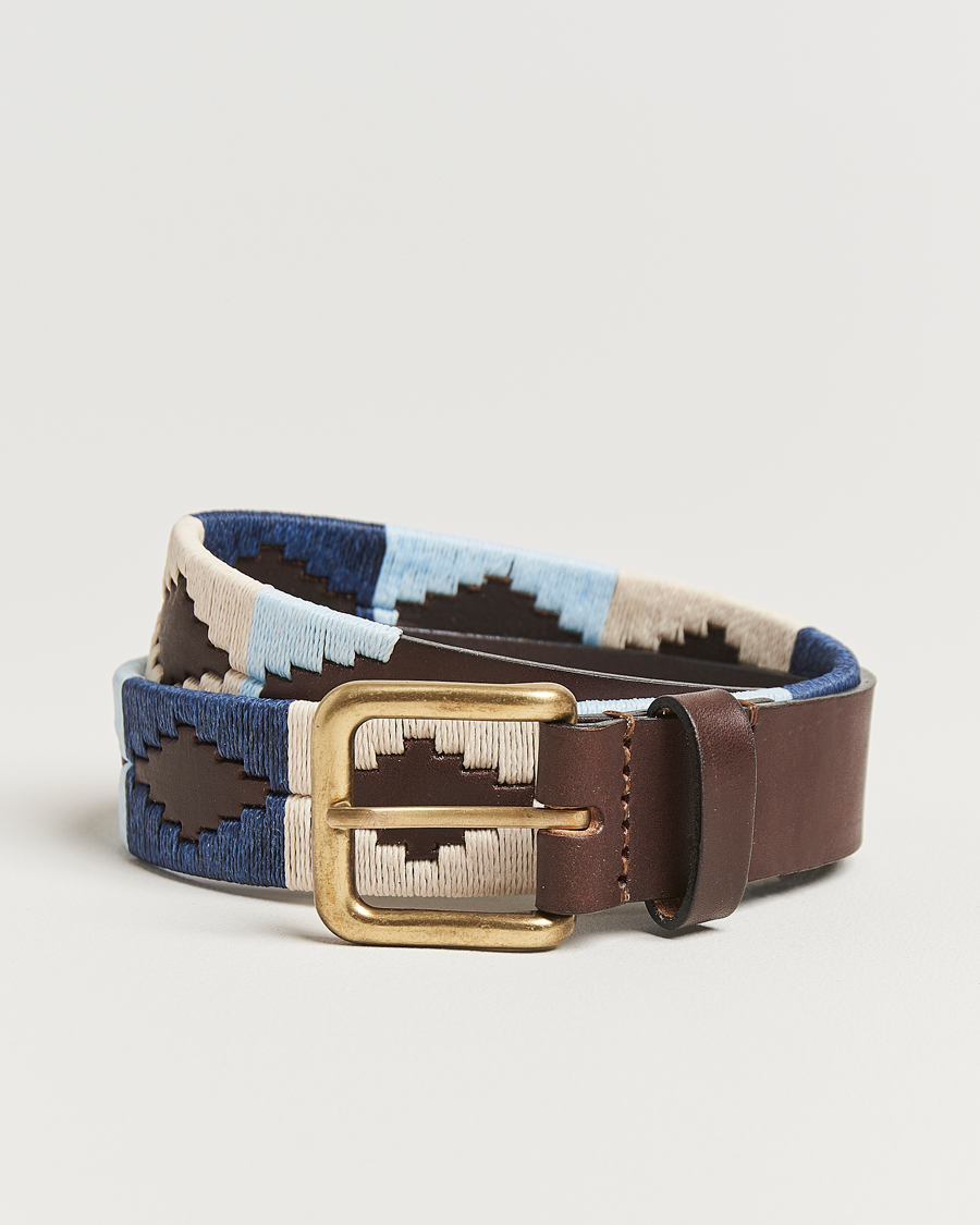 Men | Belts | Pampeano | Sereno Hand Stitched Classic Leather Belt 3,5cm Blue