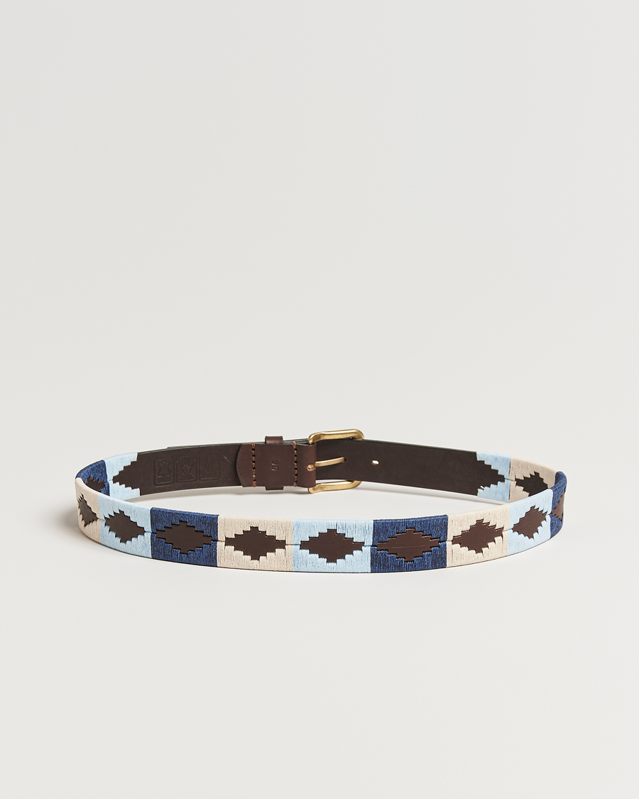 Men | Belts | Pampeano | Sereno Hand Stitched Classic Leather Belt 3,5cm Blue