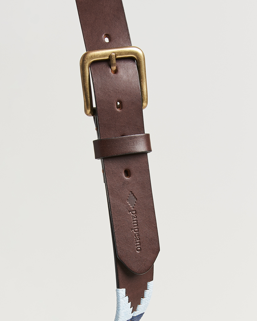 Men | Belts | Pampeano | Sereno Hand Stitched Classic Leather Belt 3,5cm Blue