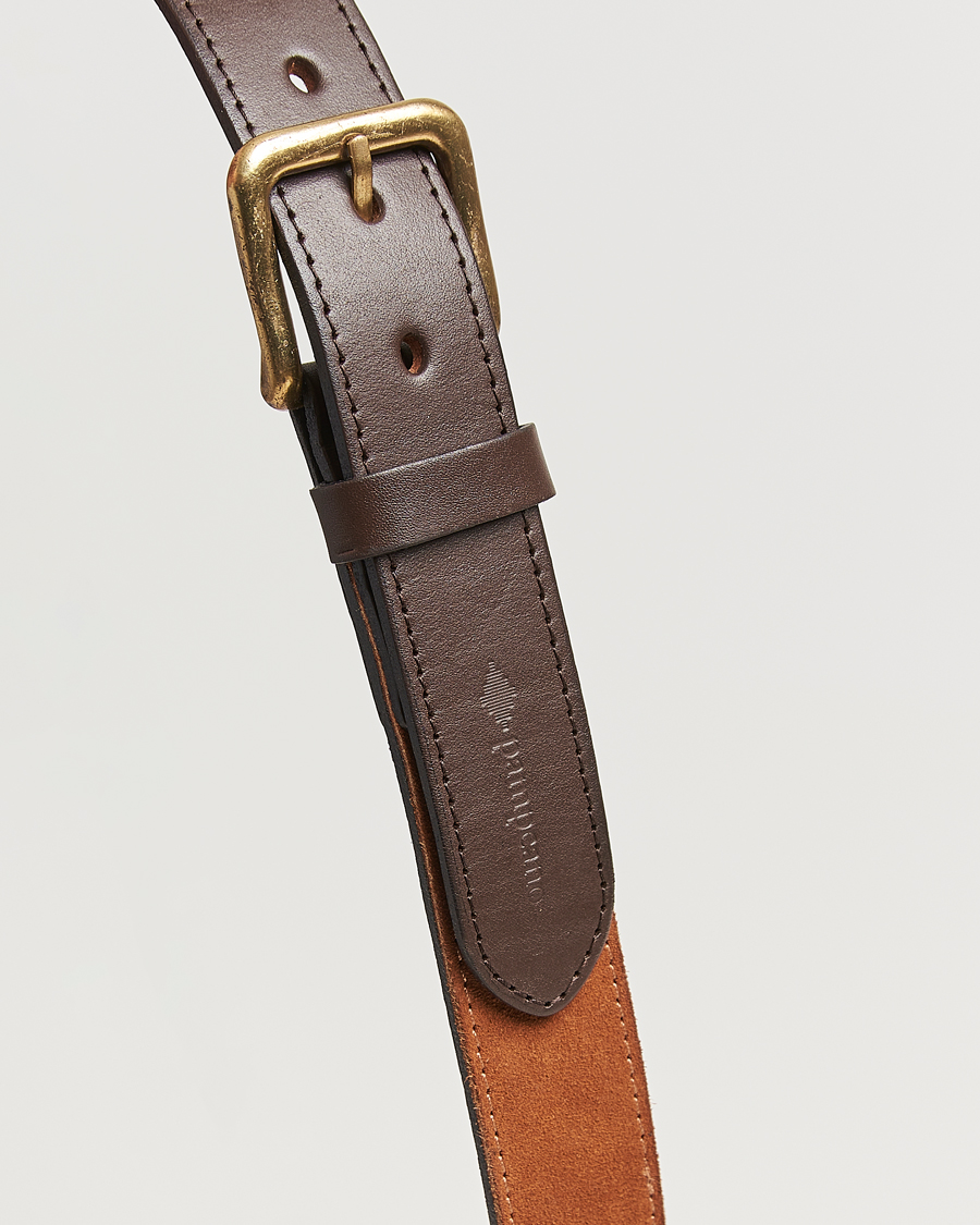Men | Belts | Pampeano | Confianza Hand Stitched Suede Belt 3,5cm Tan