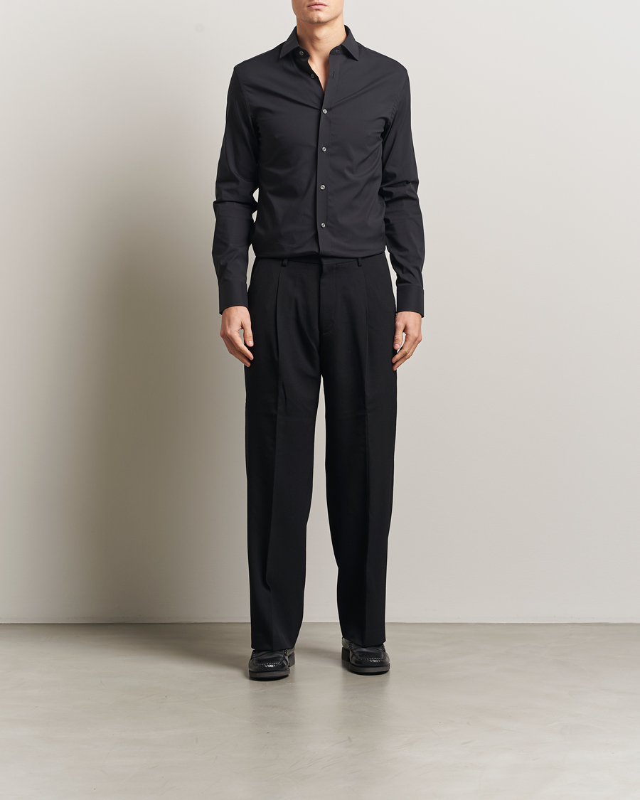 Men | Shirts | Tiger of Sweden | Adley Slim Fit Cut Away Shirt Black