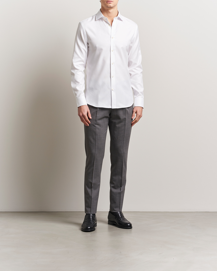 Men | Shirts | Tiger of Sweden | Adley Structured Slim Fit Cut Away Shirt White