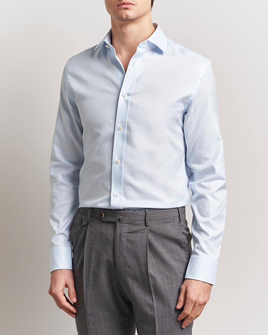 Men | Shirts | Tiger of Sweden | Adley Structured Slim Fit Cut Away Shirt Light Blue