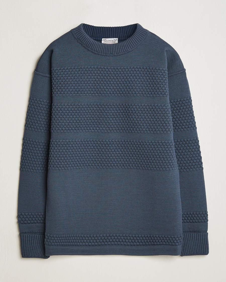 Men | Sweaters & Knitwear | S.N.S. Herning | Fisherman Wool Crew Neck Sweater Faded Mineral Blue