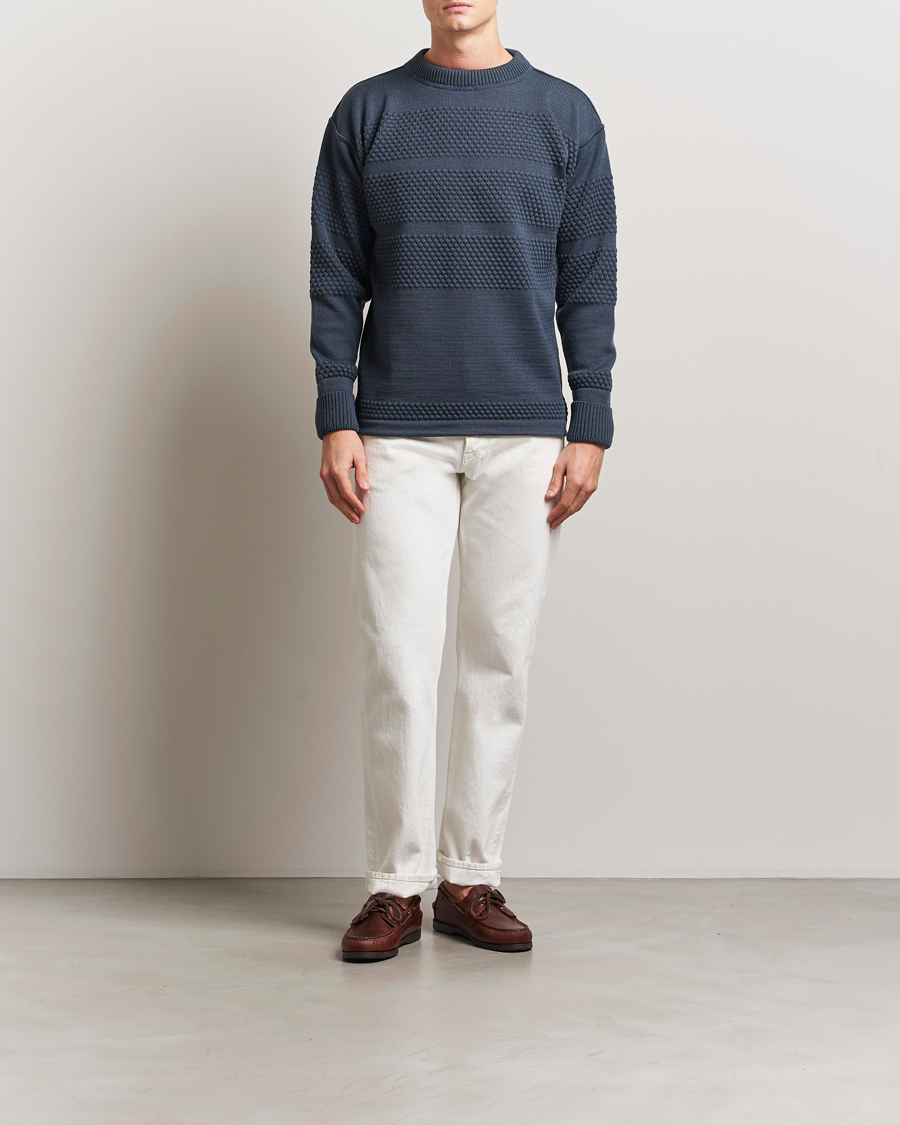 Men | Sweaters & Knitwear | S.N.S. Herning | Fisherman Wool Crew Neck Sweater Faded Mineral Blue