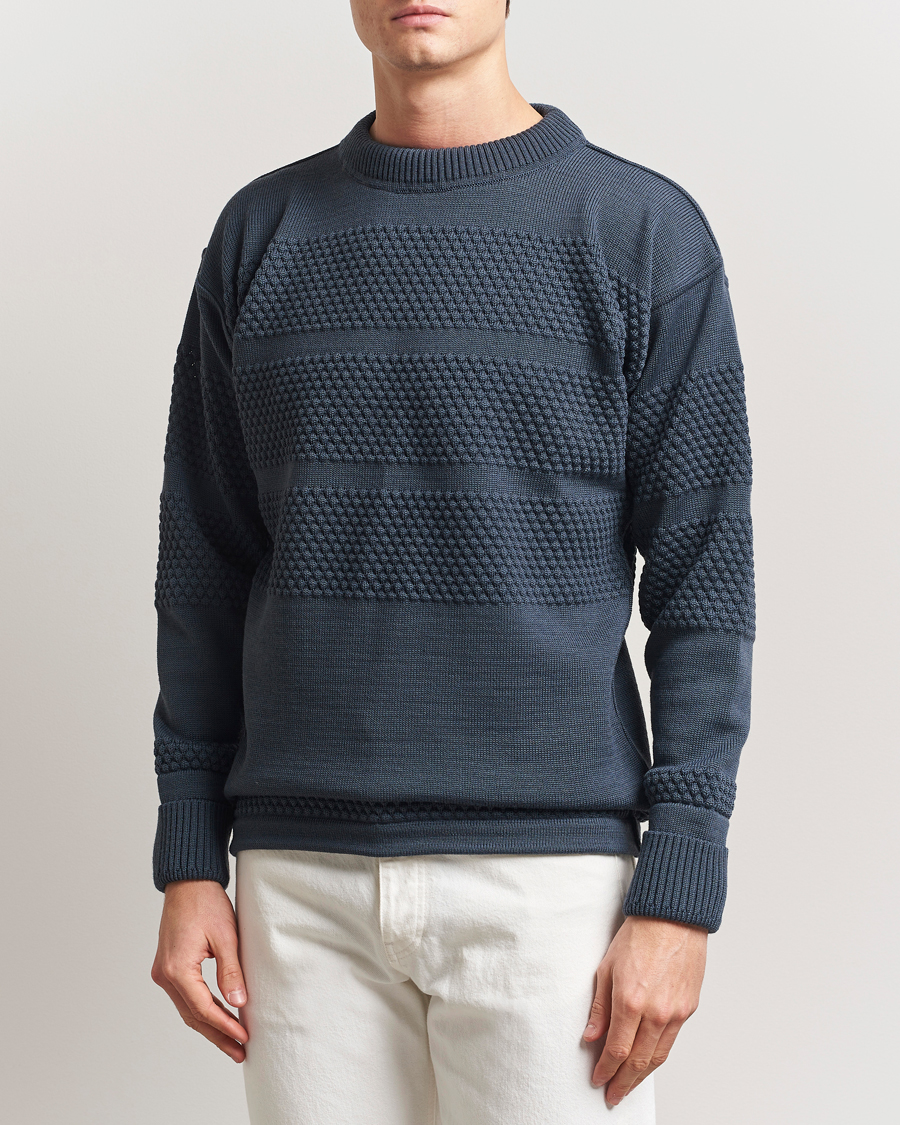 Men | Sweaters & Knitwear | S.N.S. Herning | Fisherman Wool Crew Neck Sweater Faded Mineral Blue