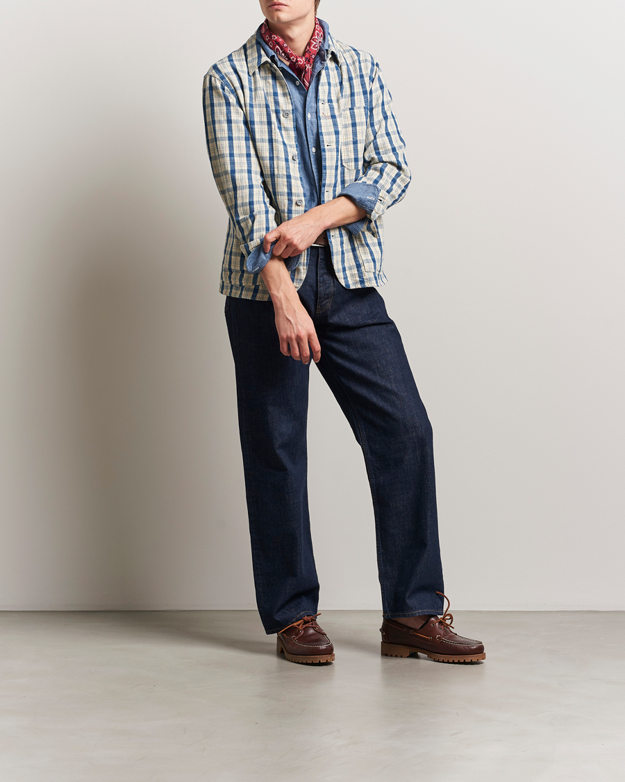 Men | Coats & Jackets | RRL | Norfolk Shirt Jacket Indigo/Cream Plaid