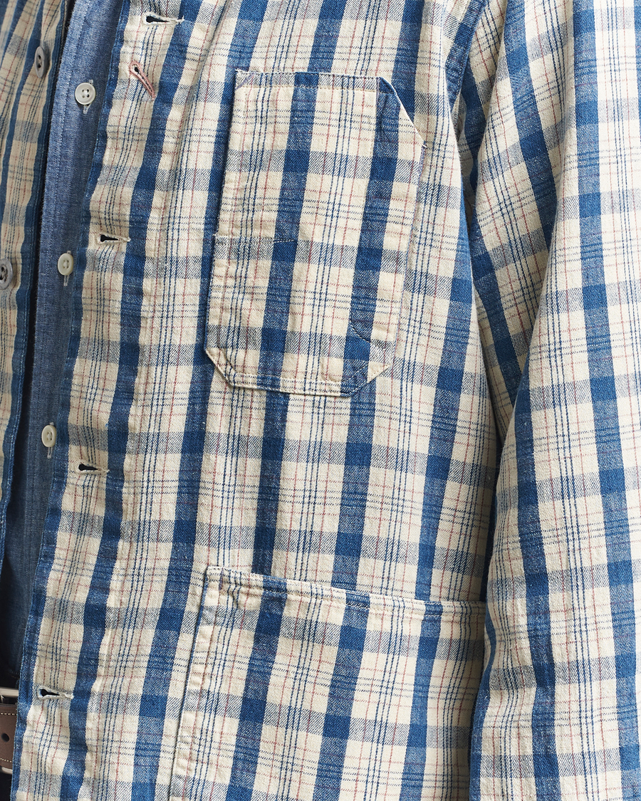 Men | Coats & Jackets | RRL | Norfolk Shirt Jacket Indigo/Cream Plaid