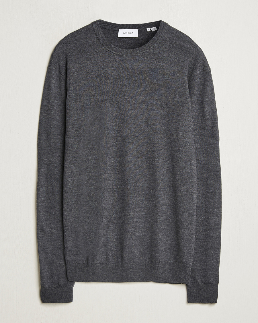 Men | Sweaters & Knitwear | LES DEUX | Greyson Merino Knit Dark Grey Melange