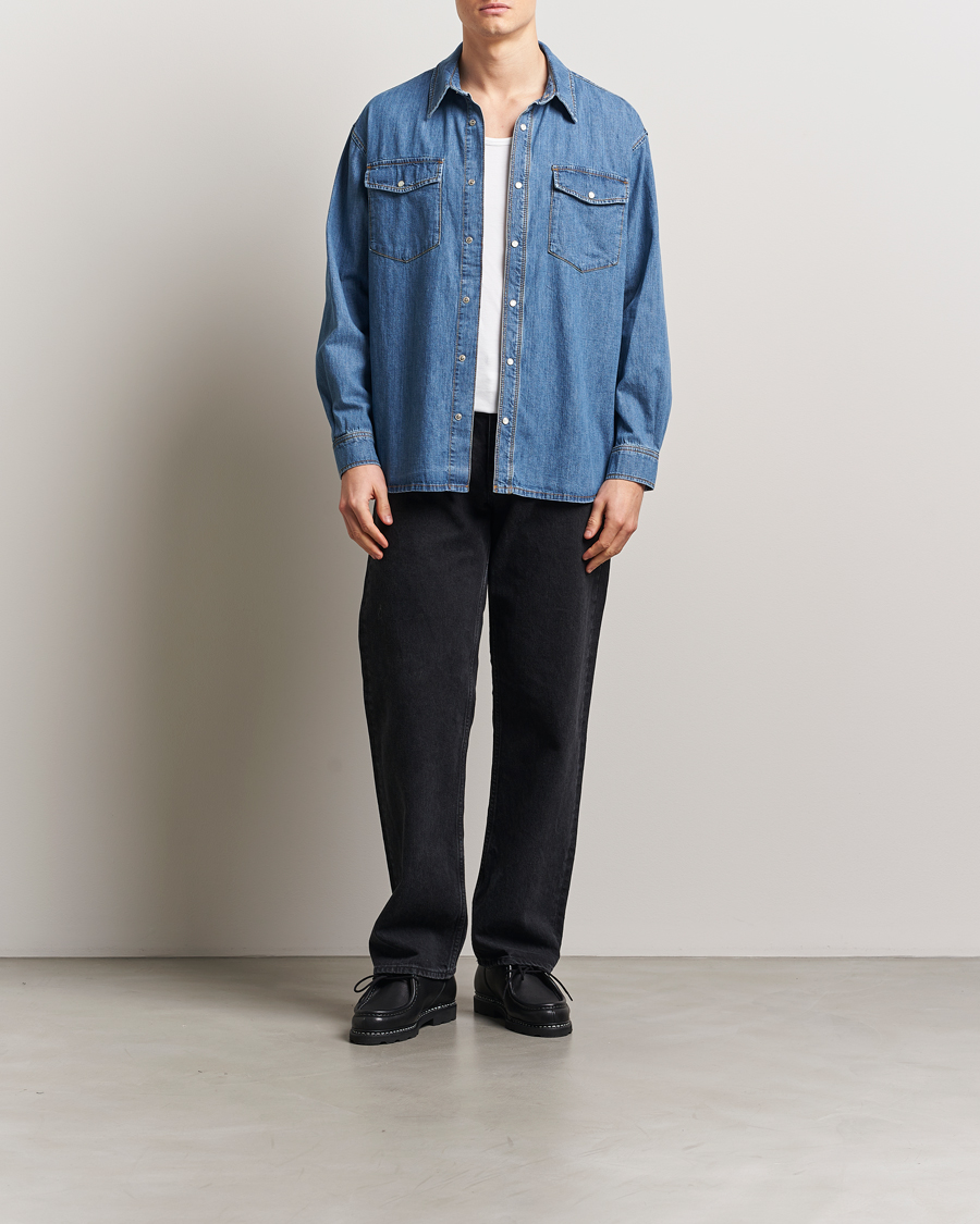 Men | Shirts | Jeanerica | Arno Denim Shirt Light Blue Vintage
