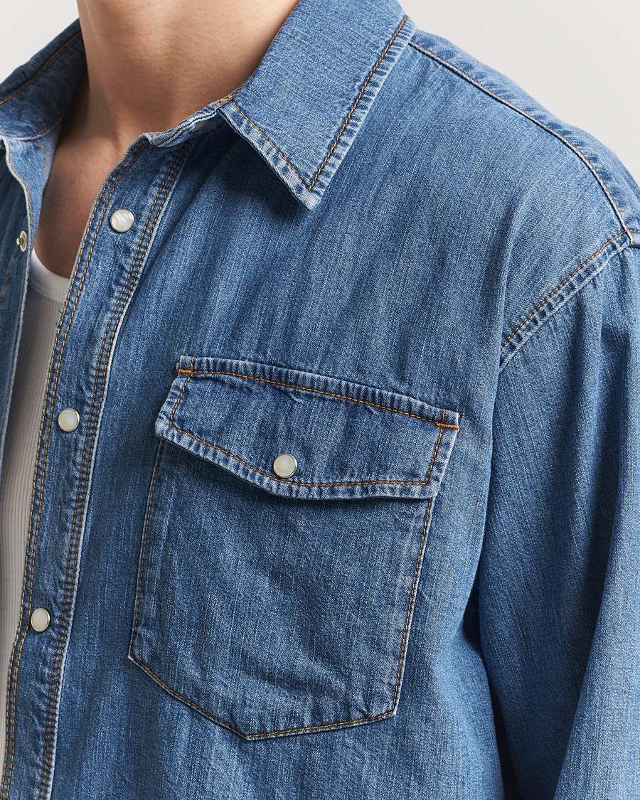 Men | Shirts | Jeanerica | Arno Denim Shirt Light Blue Vintage