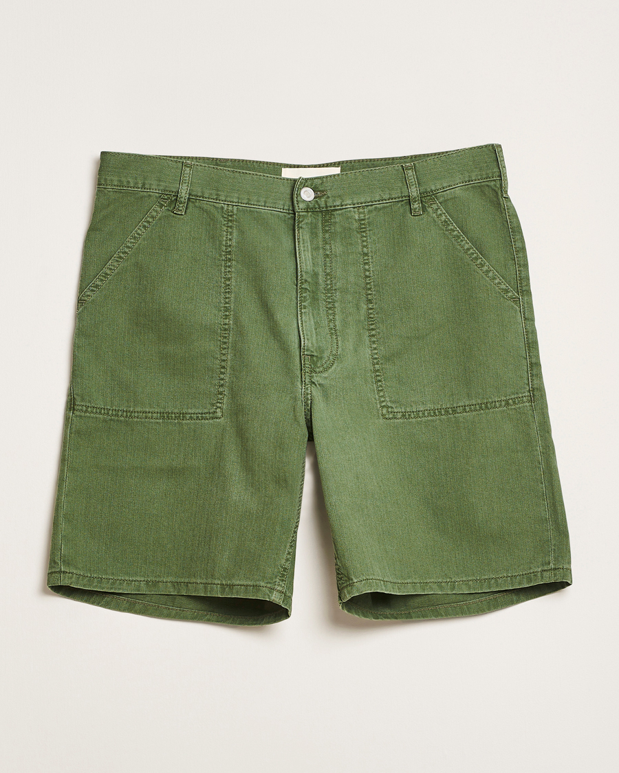 Men | Shorts | Jeanerica | GM011 Genua Worker Chino Shorts Chevron Green