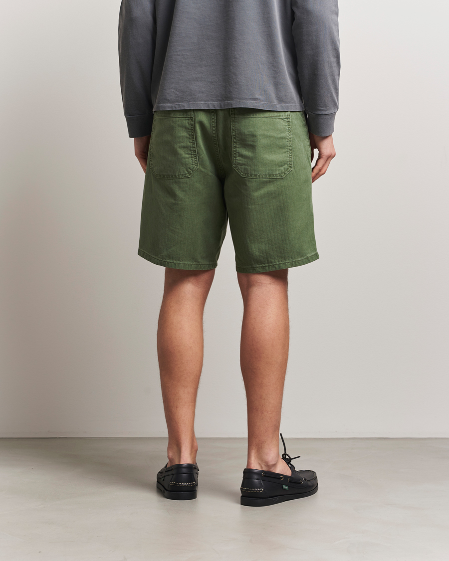 Men | Shorts | Jeanerica | GM011 Genua Worker Chino Shorts Chevron Green