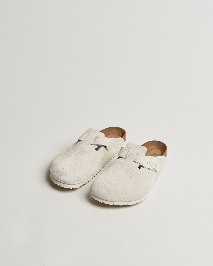 Men | Sandals & Slides | BIRKENSTOCK | Boston Soft Footbed Antique White Suede