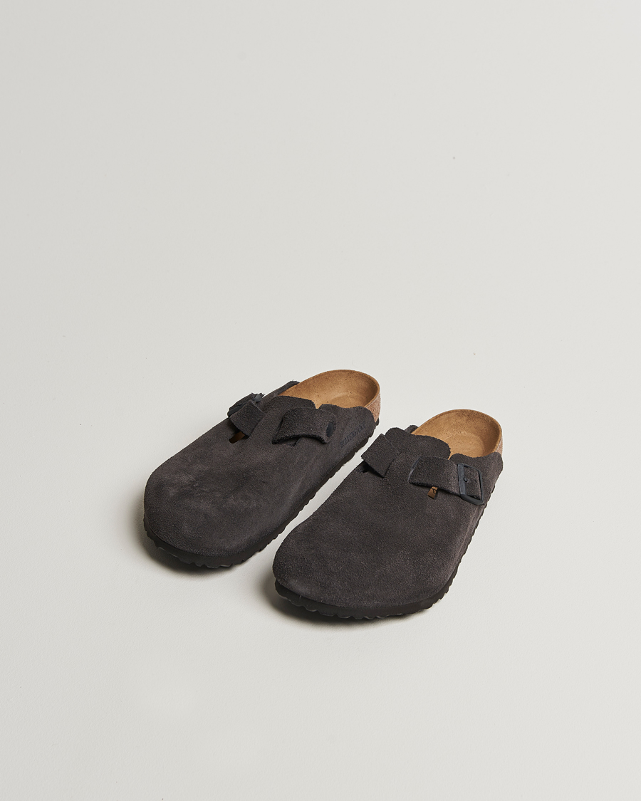 Men | Sandals & Slides | BIRKENSTOCK | Boston Classic Footbed Velvet Grey Suede