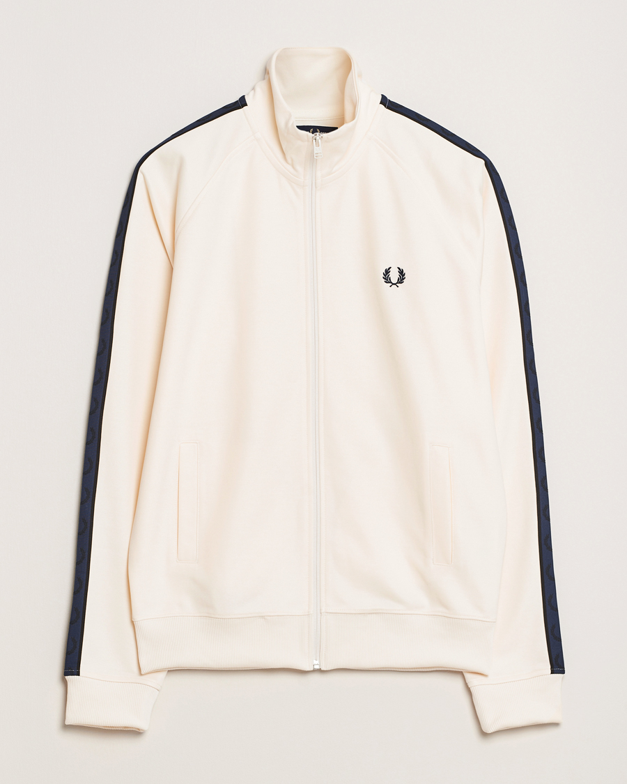 Men | Sweaters & Knitwear | Fred Perry | Taped Track Jacket Ecru