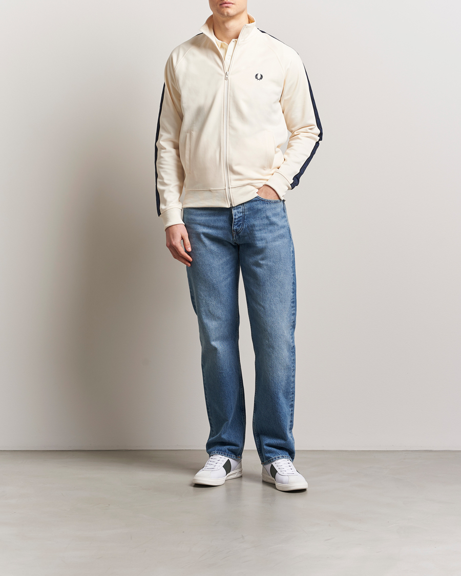 Men | Sweaters & Knitwear | Fred Perry | Taped Track Jacket Ecru