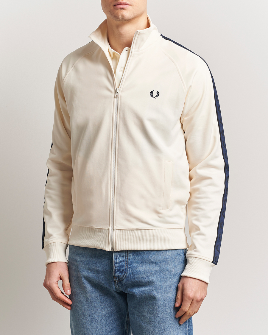 Men | Sweaters & Knitwear | Fred Perry | Taped Track Jacket Ecru
