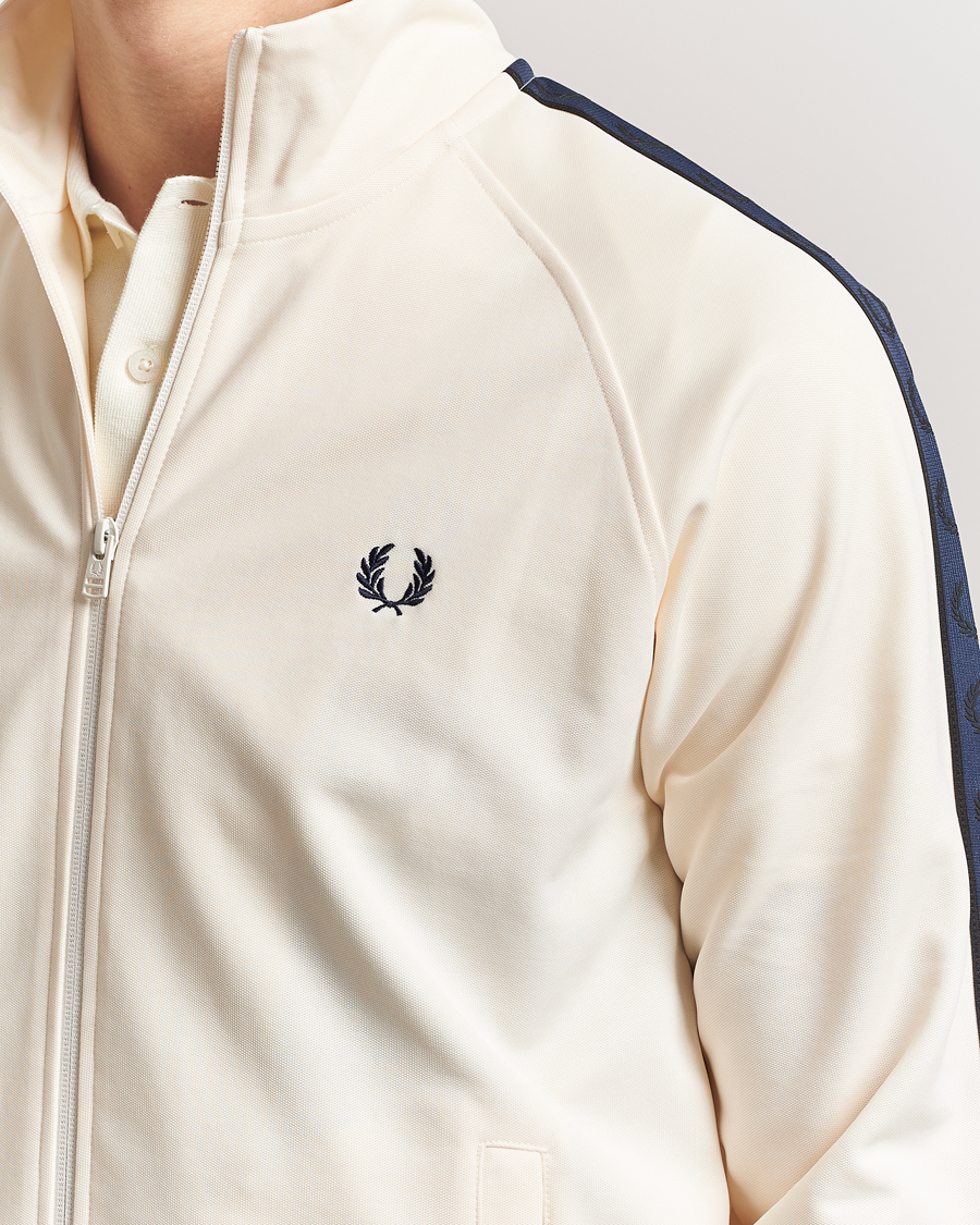 Men | Sweaters & Knitwear | Fred Perry | Taped Track Jacket Ecru