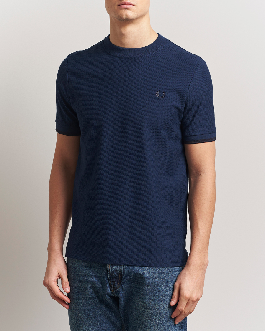 Men | T-Shirts | Fred Perry | Tipped Cuff Pique T-Shirt Tennis Blue