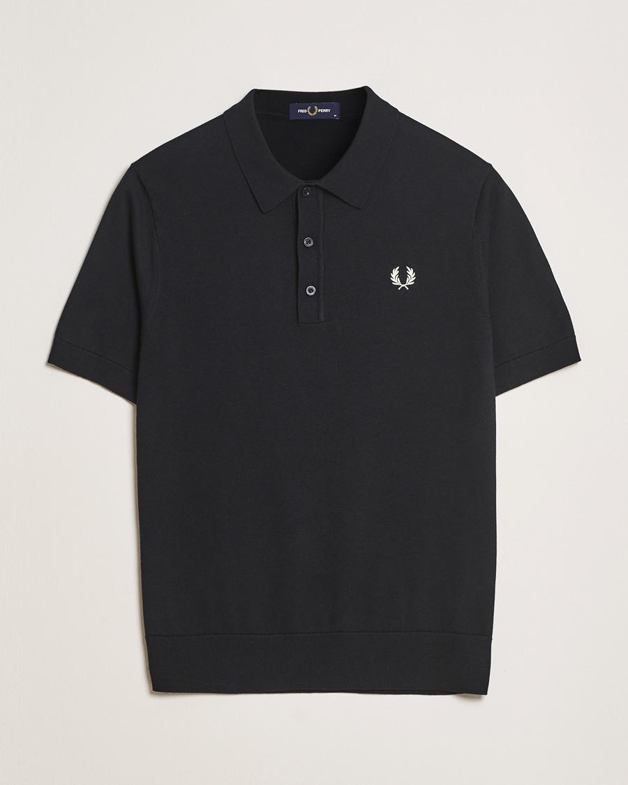 Men | Polo Shirts | Fred Perry | Cotton Knitted Polo Black