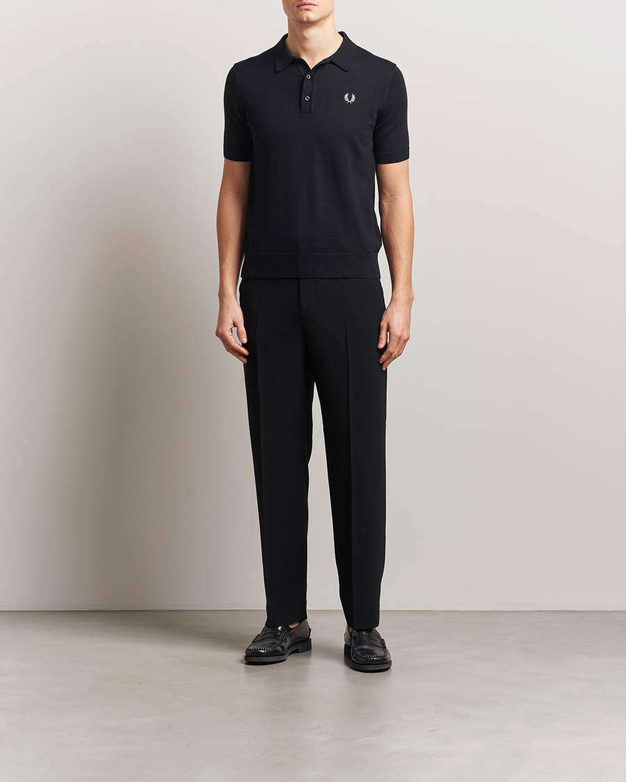 Men | Polo Shirts | Fred Perry | Cotton Knitted Polo Black