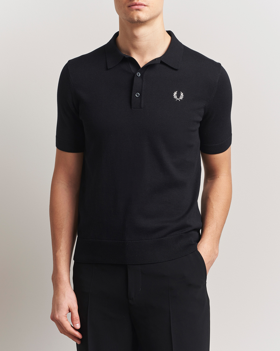 Men | Polo Shirts | Fred Perry | Cotton Knitted Polo Black