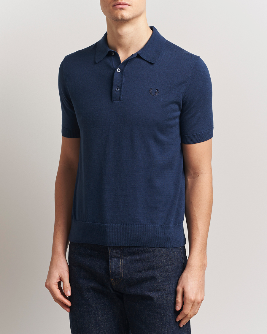 Men | Polo Shirts | Fred Perry | Cotton Knitted Polo Tennis Blue