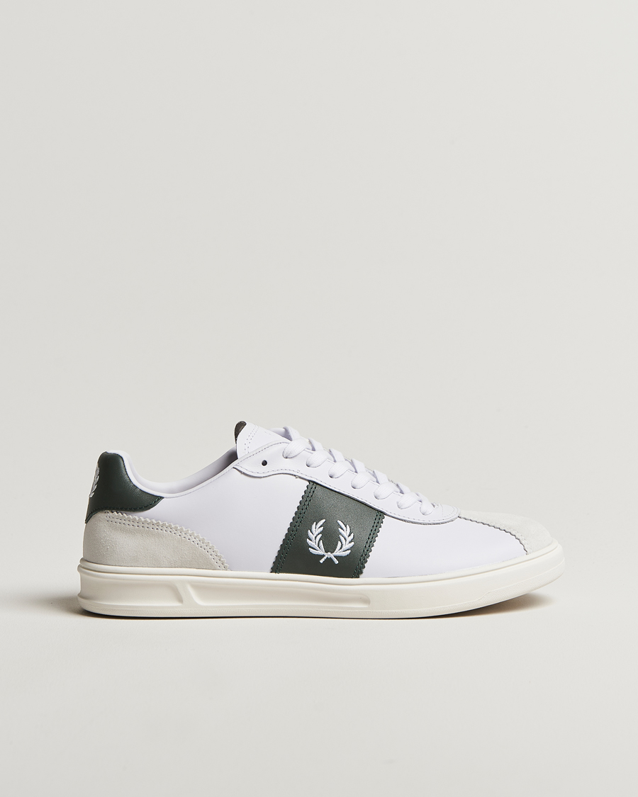 Men | Sneakers | Fred Perry | B4 Leather/Suede Sneaker White/Green