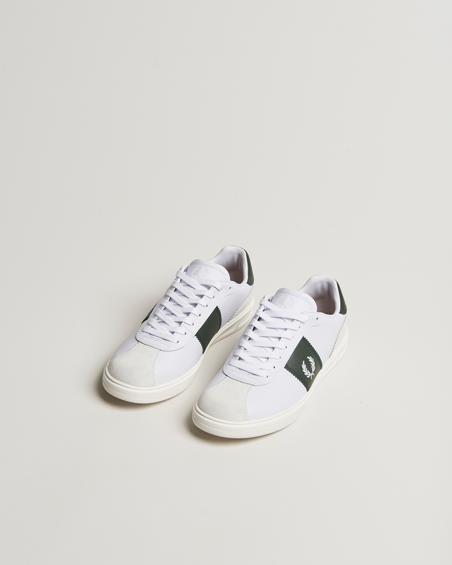 Men | Sneakers | Fred Perry | B4 Leather/Suede Sneaker White/Green